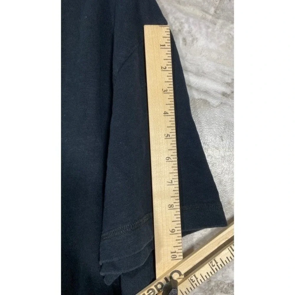 True Religion Men's Short Sleeve Henley Shirt Black Cotton Logo XL